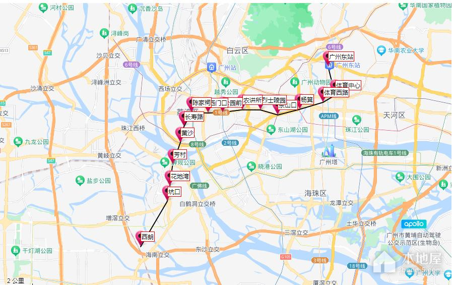 廣州地鐵1號線路線圖