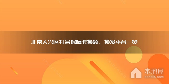 北京大兴区社会保障卡换领、换发平台一览