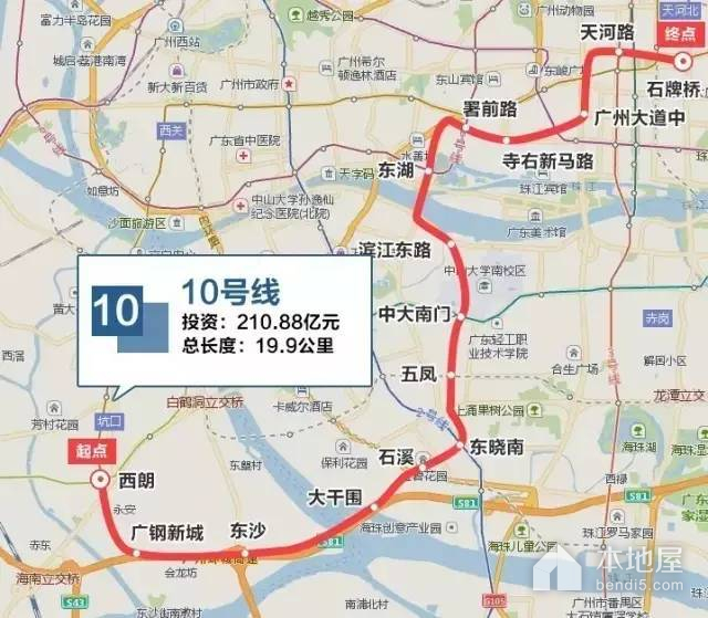 廣州地鐵10號線路線圖