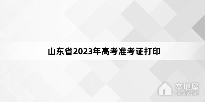 山东省2023年高考准考证打印
