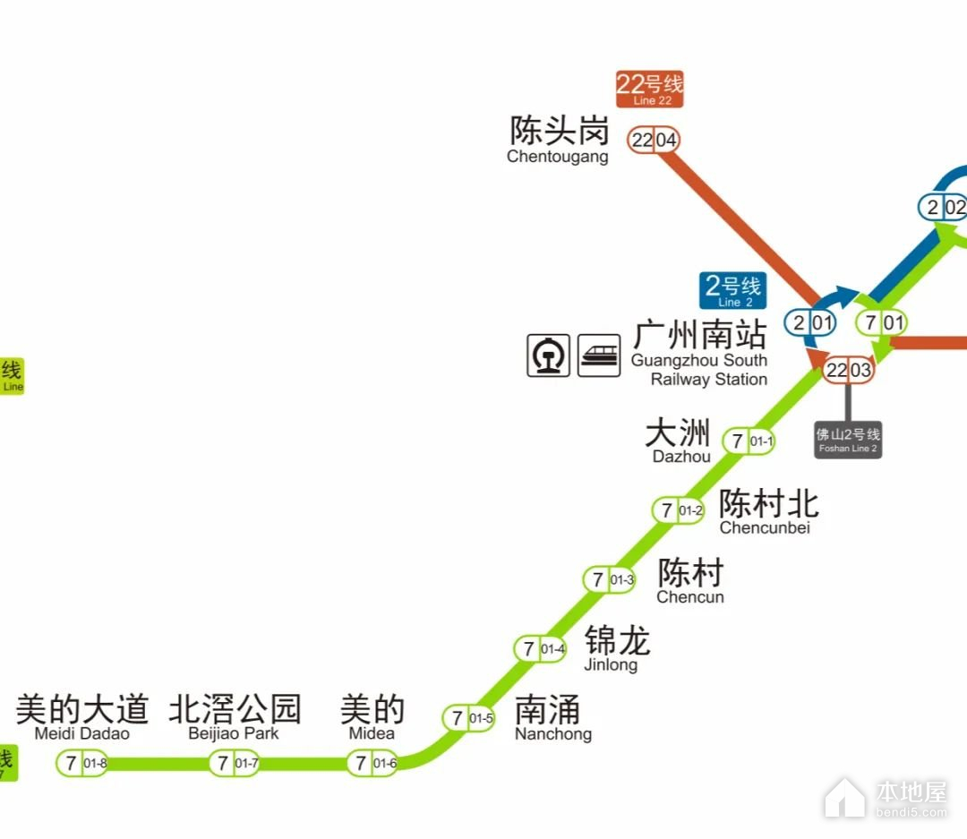 廣州地鐵7號線路線圖