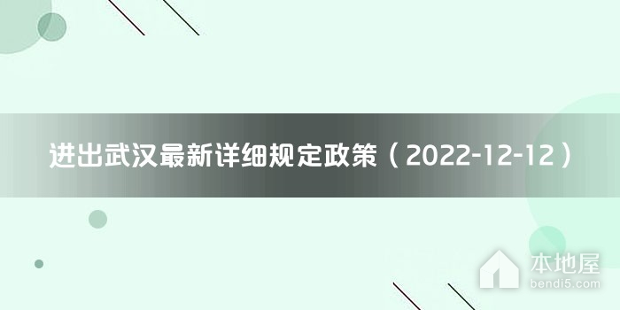 进出武汉最新详细规定政策（2022-12-12）