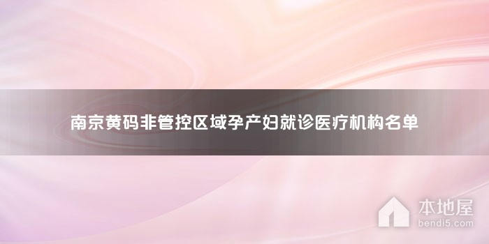 南京黄码非管控区域孕产妇就诊医疗机构名单