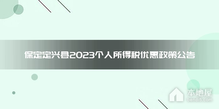 保定定兴县2023个人所得税优惠政策公告